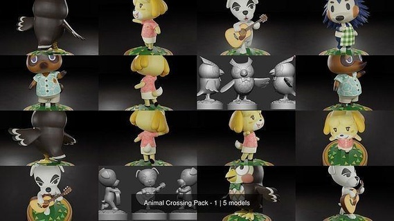 animal crossing pack - 1 switch toys village animalcrossing blathers figure figurines game games isabelle mabel kk slider tom nook amiibo amibo nintendo miniatures 3d print model - Mito3D