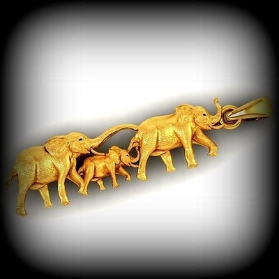 tier elefant familie anhänger stl charme wild gold afrikanisch natur luxus schmuck kunst safari silber baum wald zoo afrika ohrring 3d print model - Mito3D