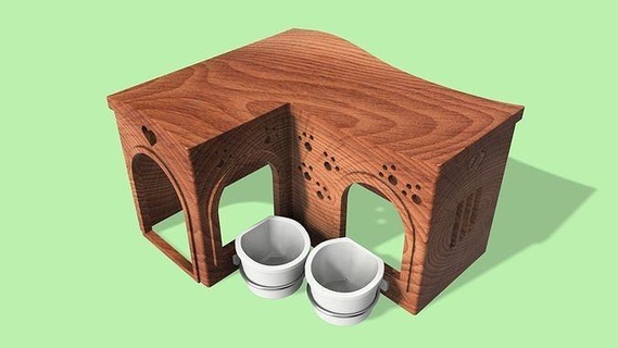 animal refuge mini maison produit conception goujat 3d modèle imprimable Accueil bol aliments céramique aluminium bague meubles 3d print model - Mito3D