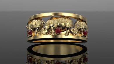 animal rhino ring 3d print model cad matrix jewelry ruby gold silver printable wild african africa zoo luxury gem nature diamond engagem fashion rings 3d print model - Mito3D