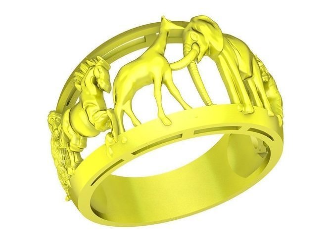 animal hombres anillo mono caballo elephan Tigre jirafa 4319 joyería joya Moda diamante hombre diseño anillos 3D print model - Mito3D