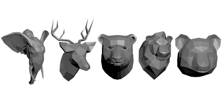 animal models low-poly lowpoly poly wolf craft papercraft head trophy wall interior print decor decoration sculpture desig panda lion deer bear elephant house 3d print model - Mito3D