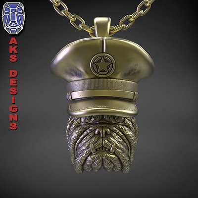 tier anhänger schmuck armee kapitän bulldogge v151 juwel biker fahrer punk helm kader bewaffnet schlacht kommando kämpfer pilot marine hund schädel 3d print model - Mito3D