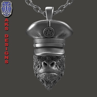 tier anhänger schmuck armee kapitän guerilla v150 juwel biker fahrer punk kader bewaffnet schlacht kommando pilot marine söldner affe schimpanse 3d print model - Mito3D