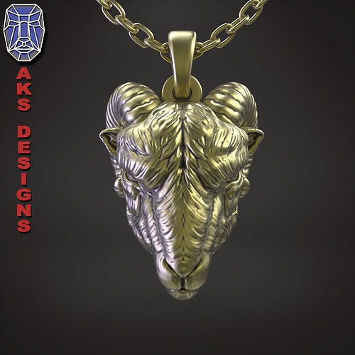 animal pendant jewelry goat ram ibex v155 jewellery biker riders punk jewelri sheep cattle wild cow forest horn reindeer mammal iran antelope lamb fashion organic pendants 3D print model - Mito3D