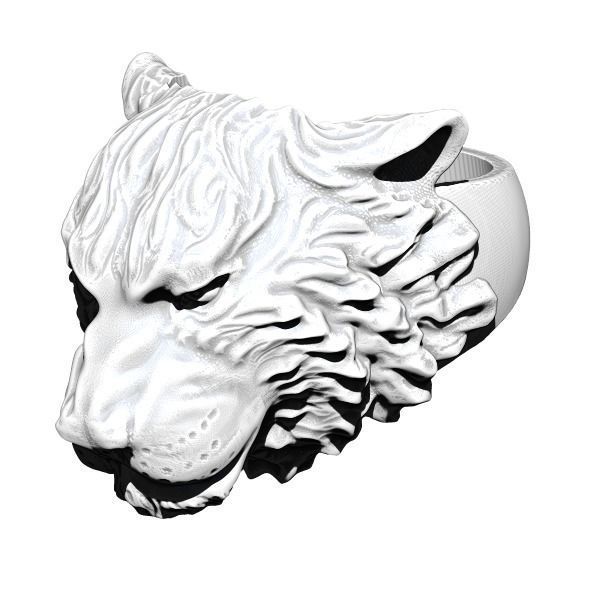 animal tigre anel detalhado gato leão safári lutador guerreiro vencedora jardim zoológico africano lince puma jaguar imprimível cnc jóia prata ouro joalheria argolas 3D print model - Mito3D