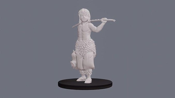 anime lâmina demônio fende 3d imprimível estatueta manga impressora espada javali espadachim samurai Inosuke arte esculturas 3d print model - Mito3D
