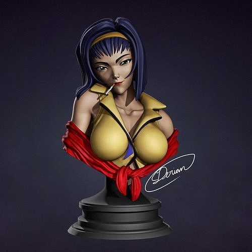 anime klassiker cowboy bebop faye charakter manga fantasie scifi platz animierte serien tv serie filme bereit drucken 3dprintable büste geek spiele spielzeuge 3D print model - Mito3D