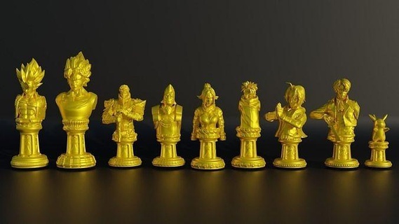 anime figura scacchi impostato popolare 19 diverso carattere pezzi cavaliere idea gioco tavola vescovo re Giochi Regina giocattoli 3d print model - Mito3D