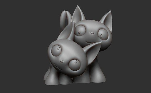 anime stil küçük kedi çift 3d Yazdır Aşk kalp hayvan doğa Sanat yaratıcılık oyuncak hediye kız arkadaşı erkek arkadaş bebek manga kawai karikatür heykel yazdırılabilir heykeller 3d print model - Mito3D