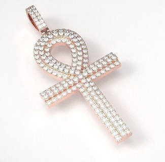 ank Kreuz Diamant Anhänger druckbar Silber Gold Schmuck Juwel 3d print model - Mito3D