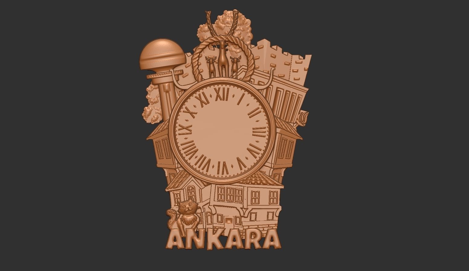 ankara city wall clock turkey turkish turkiye duvar saati saat interior decor watch 3d souvenir anatolia house 3D print model - Mito3D