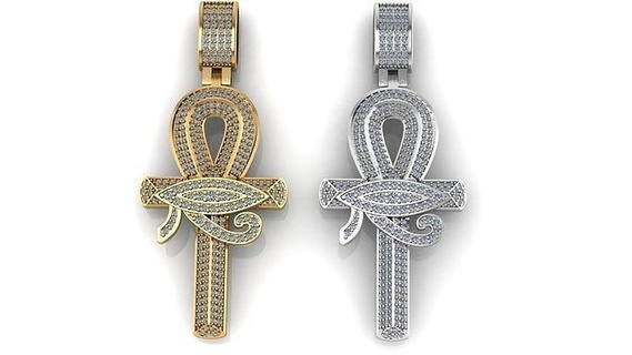 ankh Cruz olho pingente ouro símbolo imprimível anel joalheria diamante cheio colares prata quadril pulo hiphop gangue cafajeste maçonaria pingentes 3d print model - Mito3D