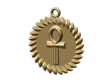 ankh key pendant charm leaf halo symbol cross eternal egyptian hieroglyphic printable gold silver sterling jewellery bracelet jewelry fashion necklace wheat pendants 3d print model - Mito3D
