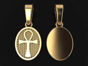 ankh oval plate frame egyptian cross pendant jewelry chain necklace charm symbol life religion religious women female men male unisex fashion rings 3d print model - Mito3D