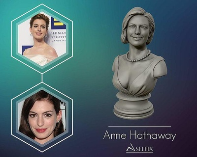 Anne hathaway 3d portrait sculpture statue visage art sculptures buste 3d print model - Mito3D