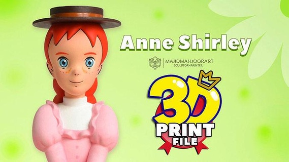 anne shirley - 3d print model-ready character human fantasy woman female girl animation red hair art sculptures 3d print model - Mito3D