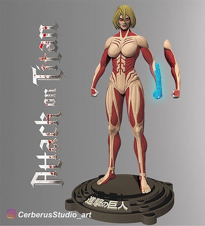 annie titan femelle shingueki no kiojin 3dprinting sculpture 3d anatomie modelado3d anime erenjaeger jouet annieleonhart titanfemelle l'attaque titans shingekinokyojin art sculptures 3d print model - Mito3D