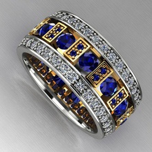 aniversario azul zafiro diamantes anillo eternidad señoras diamante joya rubí joyería piedra preciosa anillos 3d print model - Mito3D
