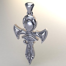 annk cross horus eye pendent crosspenndent necklace jewelry pendants 3d print model - Mito3D