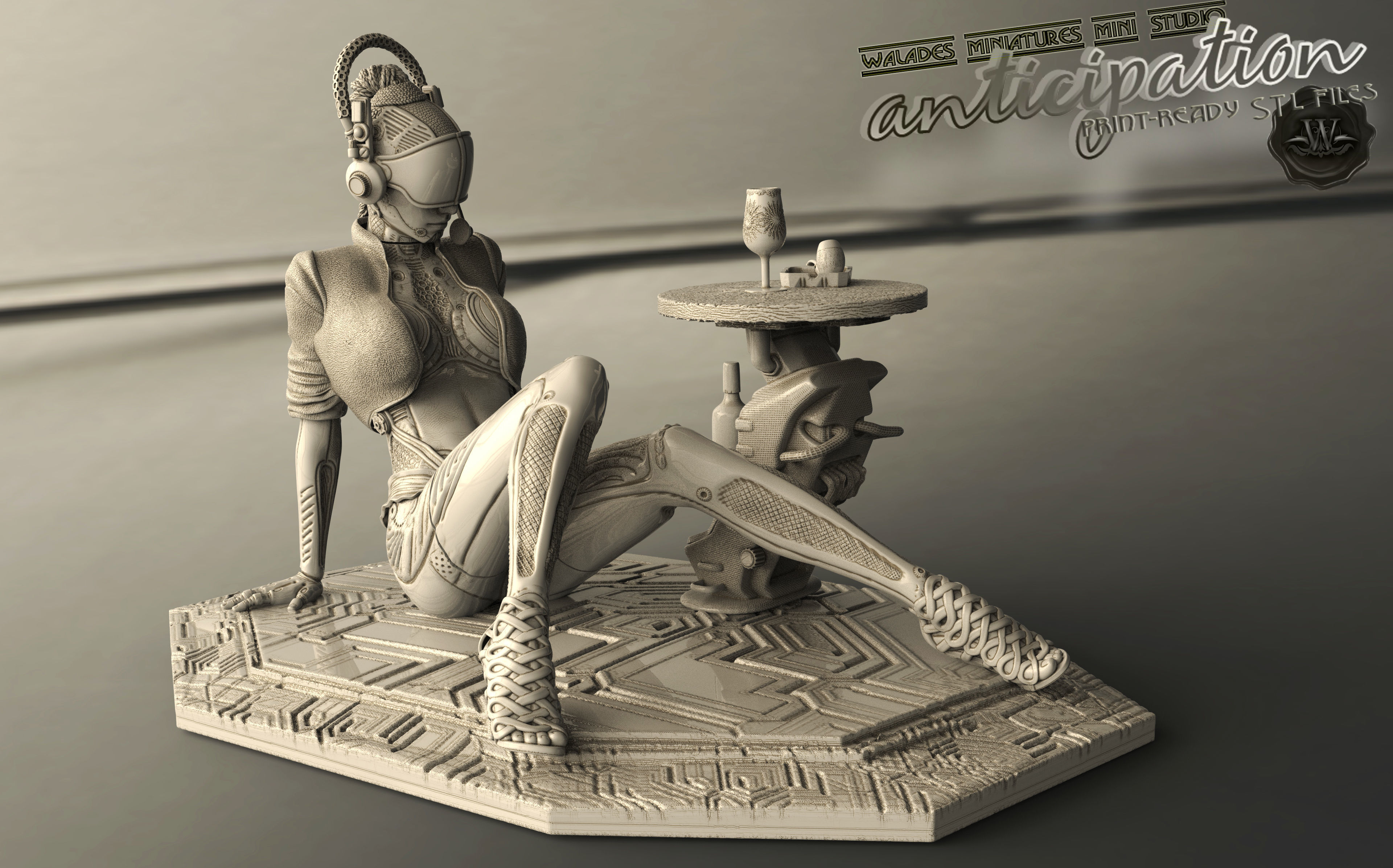 erwartung ceber statue frau roboter waladen kunst skulpturen 3D print model - Mito3D