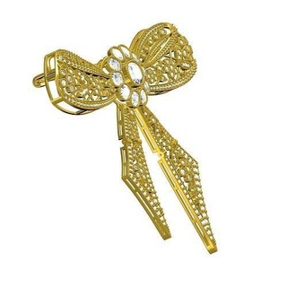 antique art deco diamond bow brooch jewelry gold printable silver jewel gem platinum 3d cad design customize fashion brooches 3d print model - Mito3D