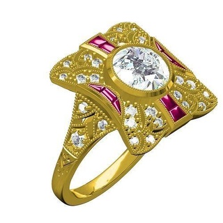antiguo Arte deco diamante compromiso anillo joyería joya oro precioso platino imprimible plata 3d canalla diseño personalizar sith Boda anillos 3d print model - Mito3D