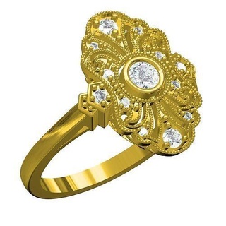 Antiquität Kunst Deko Engagement Ring Gold druckbar Silber Diamant Design Schmuck Pfund Sterling 3d cad anpassen Mode Juwel Ringe 3d print model - Mito3D