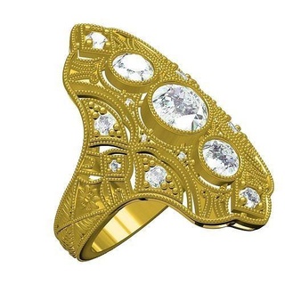 antico arte deco Fidanzamento squillare oro gioielleria diamante gemme gioiello argento platino stampabile 3d cad design personalizzare nozze anelli 3d print model - Mito3D