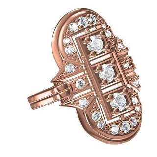 antiguo Arte deco compromiso anillo 03 joyería diamante 3d canalla diseño gremio plata joya personalizar imprimible oro Moda anillos 3d print model - Mito3D