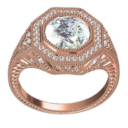 antique art déco engagement bague 04 diamant mariage 3d goujat or conception argent sterling bijoux imprimable Personnaliser d'or mode anneaux 3D print model - Mito3D