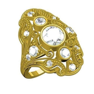 antiguo Arte deco filigrana compromiso anillo oro joyería joya plata 3d canalla diseño personalizar diamante Boda Moda imprimible amarillo libra esterlina anillos 3d print model - Mito3D