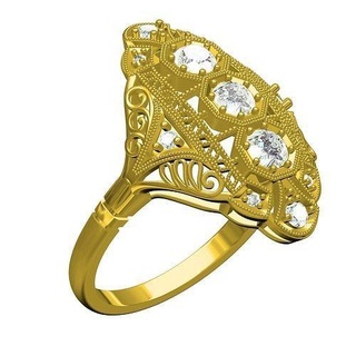 antique art deco filigree engagement ring 2 jewelry gem gold precious printable silver platinum 3d cad design customize sith wedding rings 3d print model - Mito3D