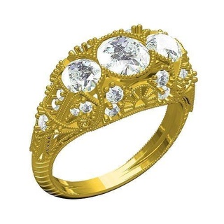 antiguo Arte deco filigrana compromiso anillo 4 joyería joya oro precioso imprimible plata 3d canalla diseño personalizar sith Boda diamante anillos 3d print model - Mito3D