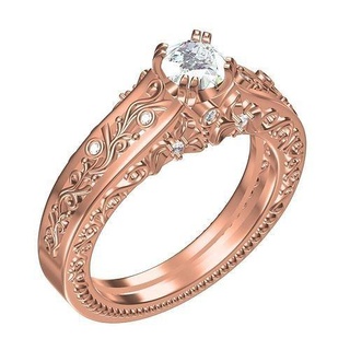 antique art deco filigree engagement ring jewelry precious gold printable silver diamond jewel gems 3d cad design customize wedding rings 3d print model - Mito3D