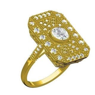 antiguo Arte deco filigrana Boda nupcial anillo joya joyería oro precioso plata platino imprimible 3d canalla diseño personalizar sith diamante anillos 3d print model - Mito3D