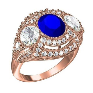 antiguo Arte deco estilo cóctel anillo 2 diamante joyería joya canalla 3d gemas oro plata compromiso Boda imprimible personalizar anillos 3d print model - Mito3D