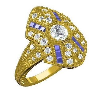 Antiquität Kunst Deko Stil Engagement Ring Schmuck Juwel Gold cad Silber 3d Design Pfund Sterling Hochzeit Diamant Edelsteine Mode Ringe 3d print model - Mito3D