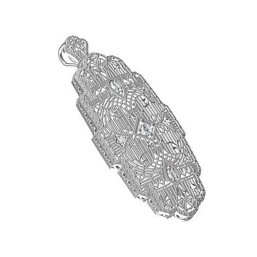 antique art deco style filigree diamond pendant jewelry precious gem gold printable silver jewel platinum 3d cad design customize sith pendants 3D print model - Mito3D
