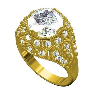 Antiguidade arte deco vintage anel 2 joalheria gema precioso ouro platina imprimível prata diamante jóia 3d cafajeste Projeto customizar argolas 3d print model - Mito3D