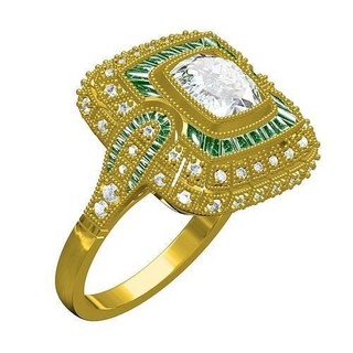 antiguo Arte deco Clásico anillo 3 joyería joya oro imprimible plata diamante anillos platino 3d canalla diseño personalizar Boda libra esterlina 3d print model - Mito3D