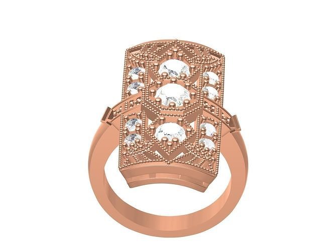 antique art deco wedding ring men jewellery gold silver rose yellow diamond gems design 3d cad fashion beauty printable jewelry rings 3D print model - Mito3D