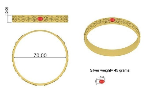 antique carved bangle gemstone jewellery oval silver bracelet zbrush artcam jewelry bracelets 3d print model - Mito3D