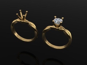 Antiquität zierlich Twist Diamant Engagement Ring Jahrgang modern Schmuck Hochzeit Frauen weiblich 3d print model - Mito3D