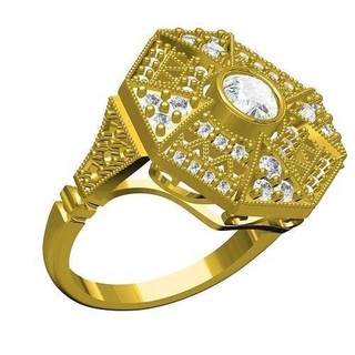 Antiguidade designer arte deco estilo anel mulheres Deus clássico prata diamante joias jóia noivado Casamento 3d cafajeste Projeto jóias joalheria argolas 3d print model - Mito3D