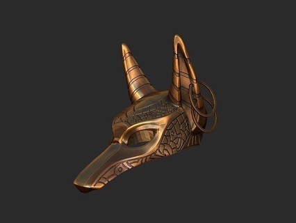 antique dog mask-decoration-for 3d printer-high poly model toy animal bijoux cosplay printable art character gold jewelry egypte game sculptures egyptian fashion beauty 3dprint 3d print model - Mito3D