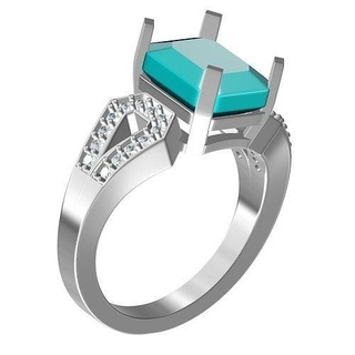 Antiquität Smaragd Schnitt Blau Topas Engagement Ring Diamant Juwel Schmuck Ringe Hochzeit Silber Gold Pfund Sterling 3d cad Design 3d print model - Mito3D