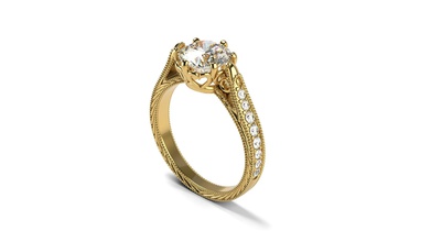 antico anello di fidanzamento oro cad gioielli gemma bianco stampabile argento diamanti matrimonio diamante anelli 3d print model - Mito3D