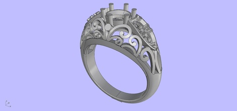 antique engagement bague bijoux diamant ancien anneaux 3d print model - Mito3D
