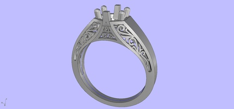 antique engagement bague diamant ancien bijoux anneaux 3d print model - Mito3D